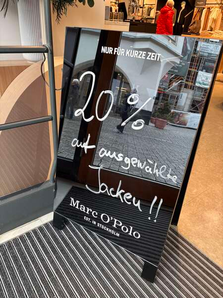aufsteller prozente jacken marcopolo rosenheim
